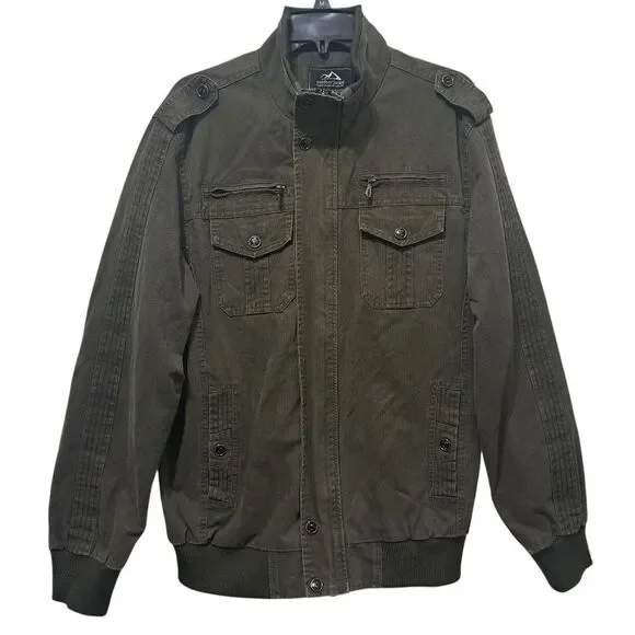 Outdoor Jacket Gorpcore Retro Utility Military Casual Jacket Olive Green Large - Picture 3 of 17